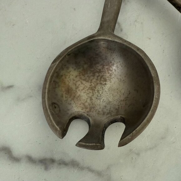Antler-Inspired Metal Salad Servers 13.75" Made India - Picture 3 of 5